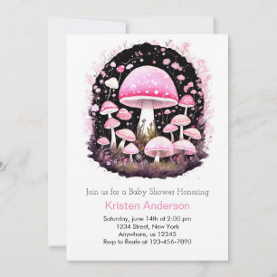 Pink Enchanted Forest Mushroom Meisje Baby shower Kaart