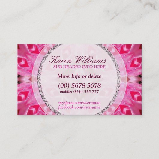Pink Energy New Age Carte de visite holistique (Devant)