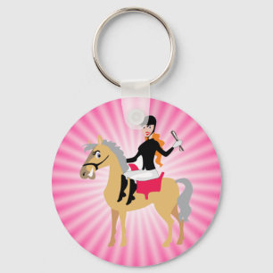 Pink Equestrian Girl Sleutelhanger