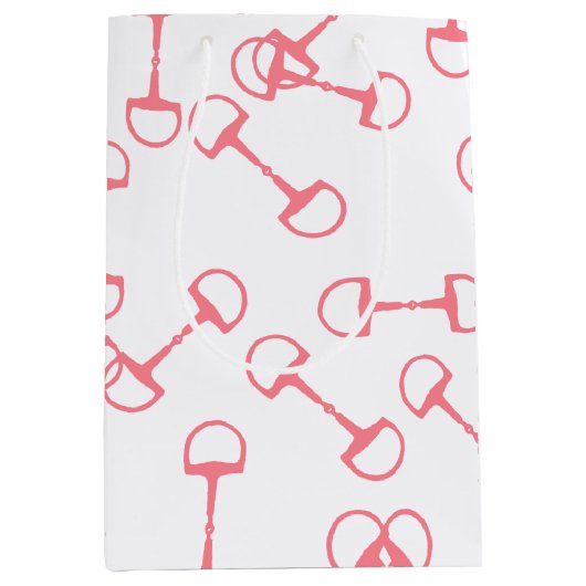 Pink Equestrian Horse Bits Medium Cadeauzakje (Voorkant)