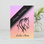 Pink Equine Anniversaire Fête Invitation (Debout devant)