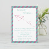 Pink et Aqua Papier avion Invitation d'anniversair (Debout devant)