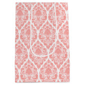 Pink et blanc damas motif moyen sac cadeau (Dos)