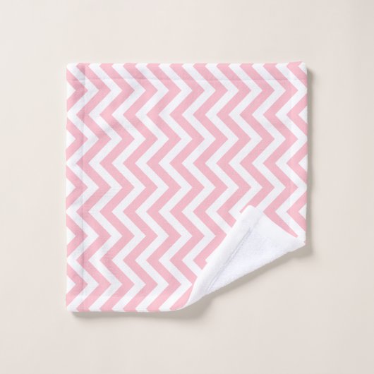 Pink et blanc Moyen Vertical Chevron Stripes (Gant de toilette)