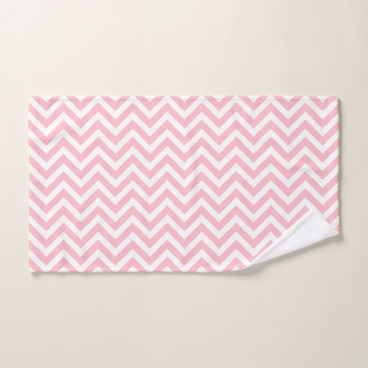 Pink et blanc Moyen Vertical Chevron Stripes (Serviette à main)