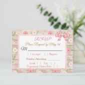 PInk et bronzer Rustic Wood Floral Wedding RSVP ca (Debout devant)