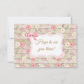 PInk et bronzer Rustic Wood Floral Wedding RSVP ca (Dos)