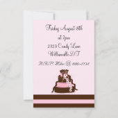 Pink et Chocolate Stripe Anniversaire Invitation (Dos)
