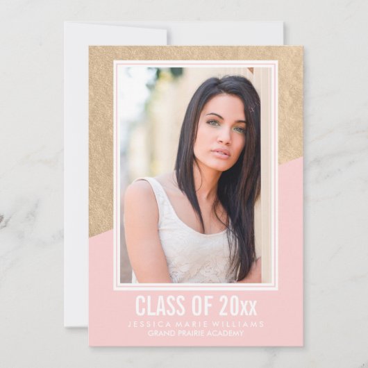 Pink et Gold Foil | Invitations de diplômes (Devant)