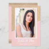 Pink et Gold Foil | Invitations de diplômes (Devant / Derrière)