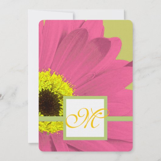 Pink et Lime Gerber Daisy Faire-part de mariage (Dos)