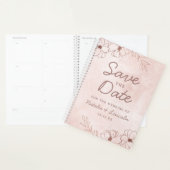 Pink et or Rose Sauvez la date Mariage (Devant avec enveloppe)