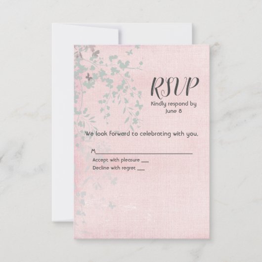 Pink et Silver Leaf RSVP (Devant)