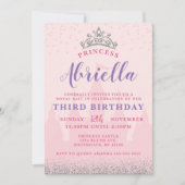 Pink et Silver Princess Invitation d'anniversaire (Devant)