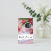 Pink Event Planning Carte de visite moderne (Debout devant)
