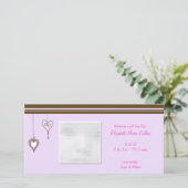 PInk Faire-part de bébé de coeur (Debout devant)