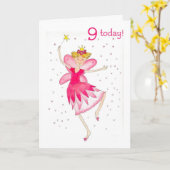Pink Fairy 9e carte d'anniversaire (Fleur jaune)