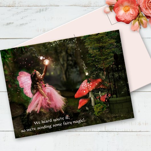Pink Fairy Girl Se Bien Bientôt Carte Postale