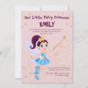 Pink Fairy Princess Invitation Anniversaire