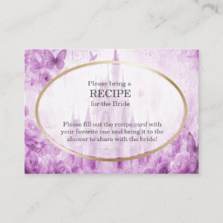 Pink Fairytale Castle Bridal Shower Recipe Request Informatiekaartje