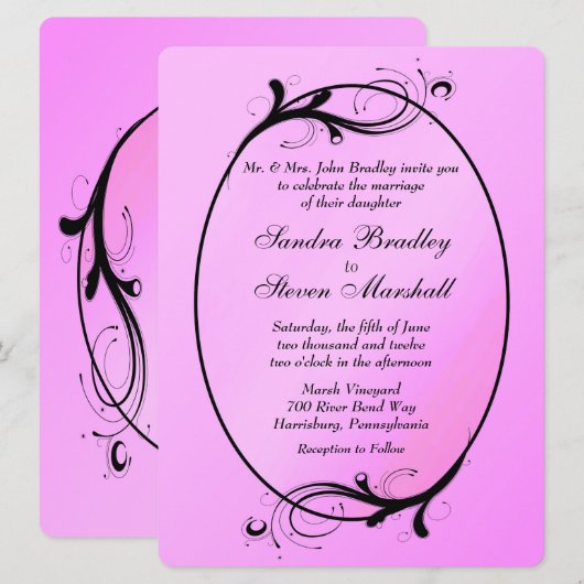 Pink Fairytale Faire-part de mariage (Devant / Derrière)