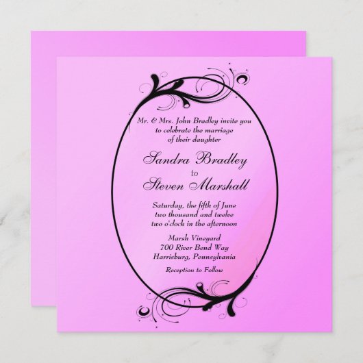 Pink Fairytale Faire-part de mariage (Devant / Derrière)