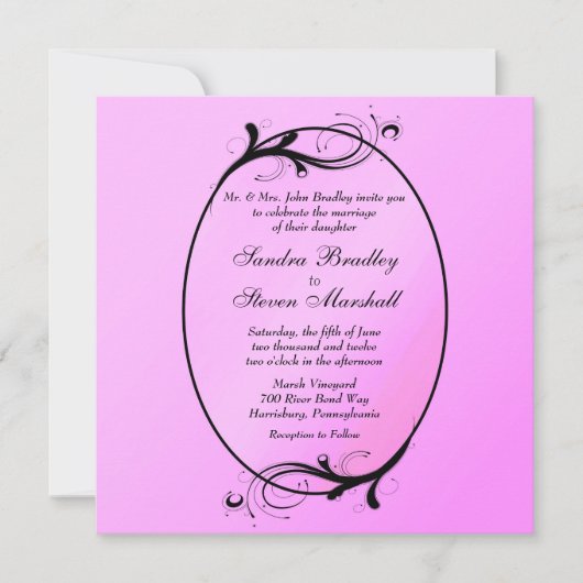 Pink Fairytale Faire-part de mariage (Devant)