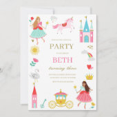 Pink Fairytale Princess Girl Invitation d'annivers (Devant)