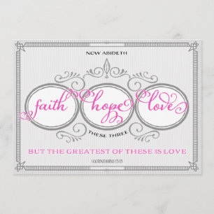 Pink Faith Hope Love Faire-part de mariage