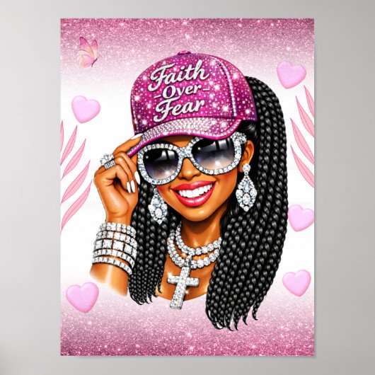 Pink Faith Over Fear Poster  (Devant)