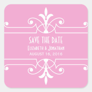Pink Fancy Ornamental Enregistrer Stickers Date