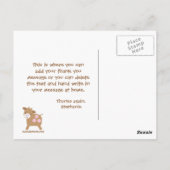 Pink farm animaux fille merci carte postale (Dos)