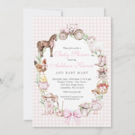 Pink Farm Baby Shower invitation Kaart