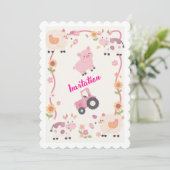 Pink Farm Birthday Invitation Template, Editable G (Debout devant)
