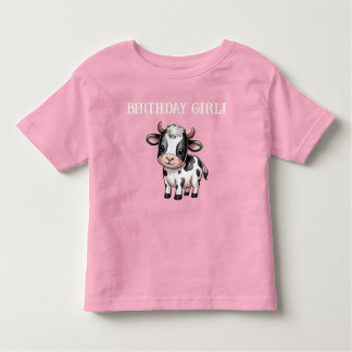 Pink Farm Cow Birthday Girl Shirt