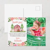 Pink Farm Photo 1er Anniversaire Merci Carte posta (Devant / Derrière)