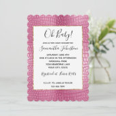 Pink Faux Alligator Animal Baby shower Kaart (Staand voorkant)