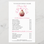 Pink Faux Crochet Cupcake Bakery Price List Flyer (Achterkant)