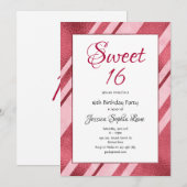 Pink Faux Foil Sweet 16 Anniversaire Invitation (Devant / Derrière)