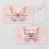 Pink Faux glitter Butterfly logo Visitekaartje (Voorkant / Achterkant)