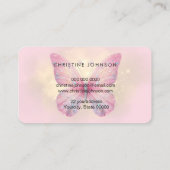 Pink Faux glitter Butterfly logo Visitekaartje (Achterkant)