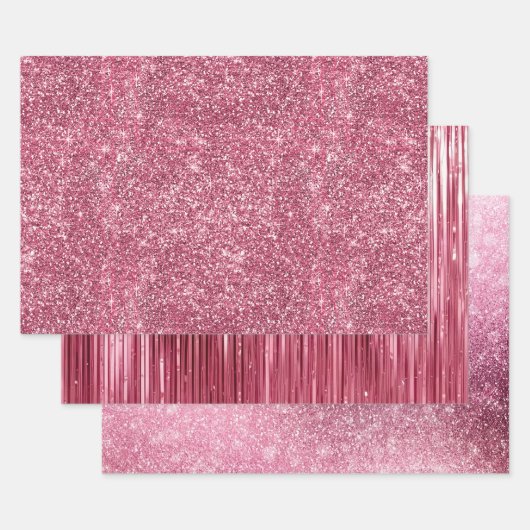 Pink Faux Glitter & Glam Inpakpapier Vel (Set)