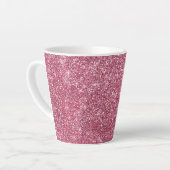 Pink Faux Glittery Stripes Latte Mok (Linkerhoek)