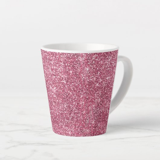 Pink Faux Glittery Stripes Latte Mok (Rechterhoek)
