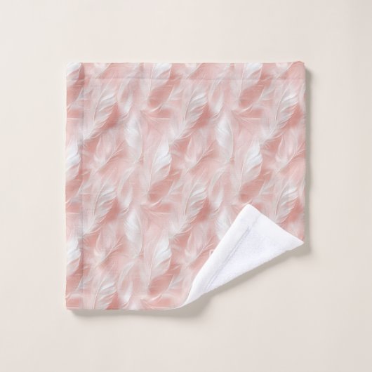 Pink Feathers Delicate White Monogrammed (Gant de toilette)