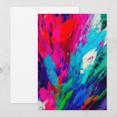 Pink Feathers Fingerpainting Card Uitnodiging (Voorkant / Achterkant)