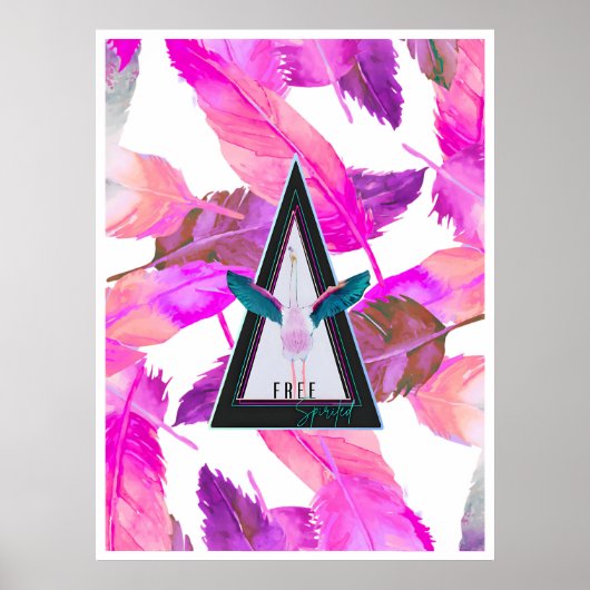 Pink Feathers Free Spirited Flamingo Art poster (Devant)