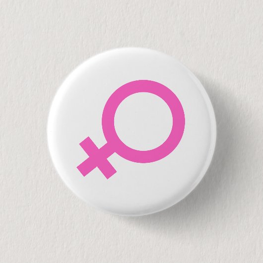Pink Female Gender Symbol Button (Voorkant)