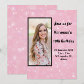 Pink Feminine Birthday Invitation Kaart (Voorkant / Achterkant)