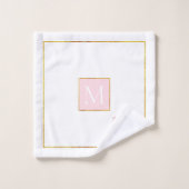 Pink, feuilles or et monogramme tropicaux (Gant de toilette)